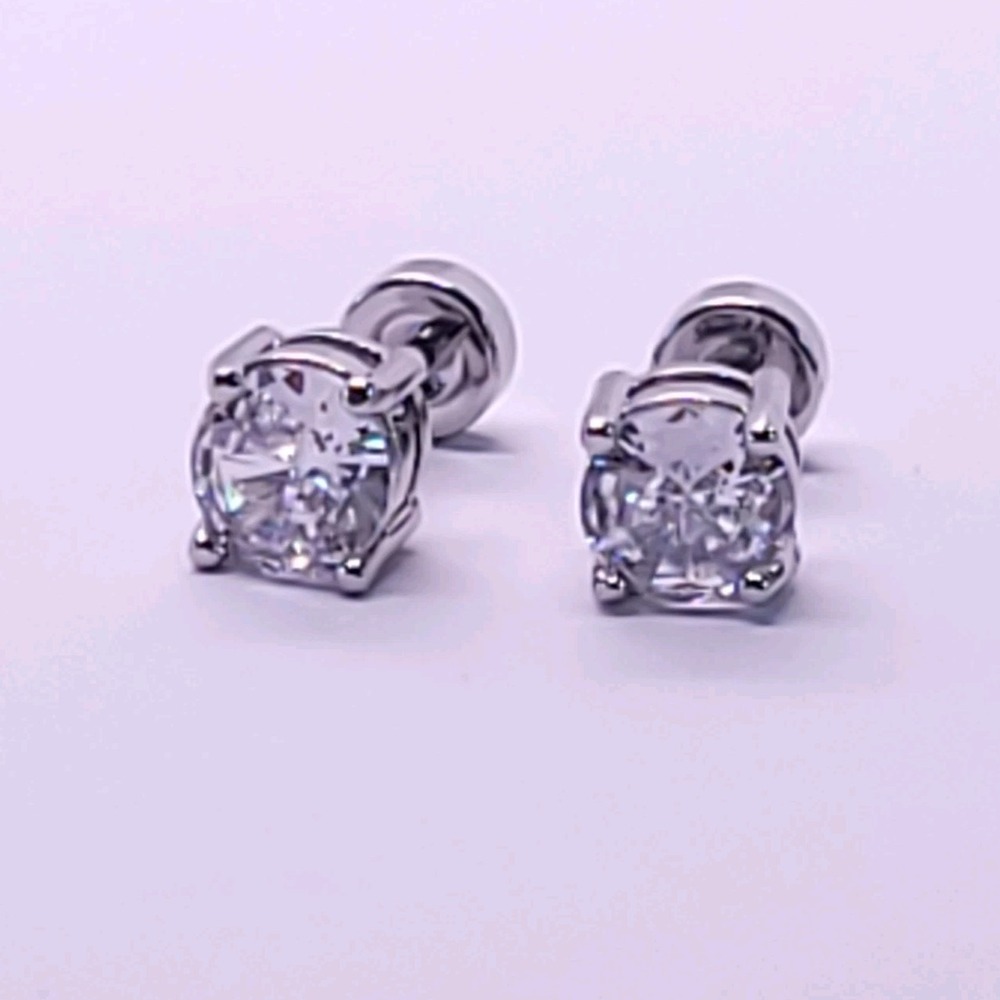 925 Sterling Silver Icy Blue Sapphire Solitaire Stud Earrings Screw Back Modern